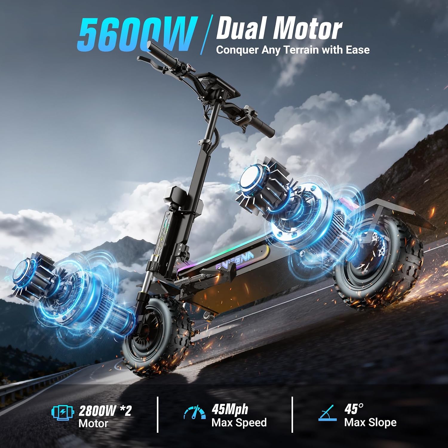 Электросамокаты для взрослых - – обзор и цена 60V 5600W Dual Motor Electric Scooter